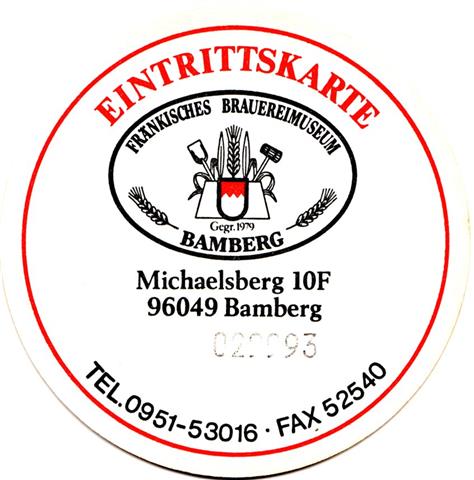 bamberg ba-by brauereimuseum 1a (rund215-eintrittskarte-schwarzrot)